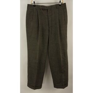 Vintage 60s/70s Corbin Knit Wool Pleated Cuffed Trouser Pant Men's 34 x 30 Beige